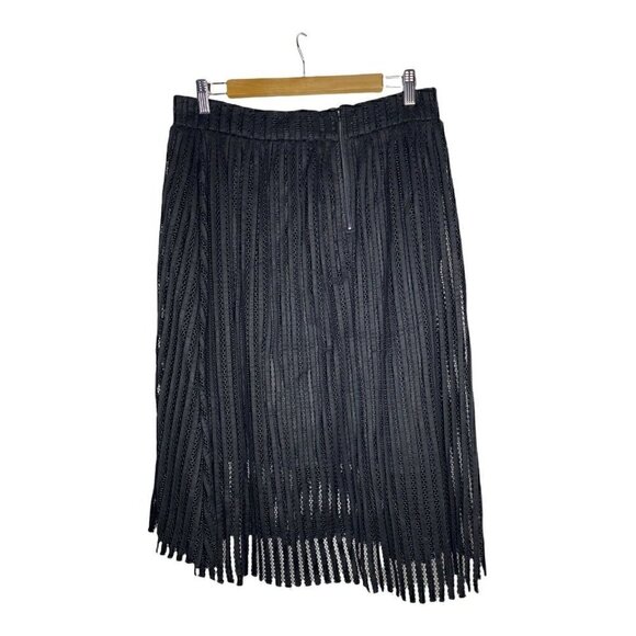 Torrid Skirt Size 12 Women's Mesh Stripe A-Line Midi Skirt Black Stretchy Waist - Picture 4 of 8